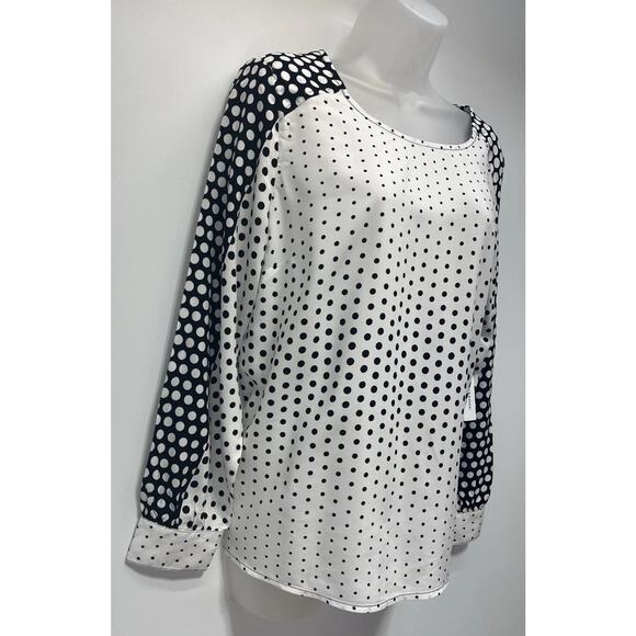 NWT Liverpool Los Angeles Women Black/ White Polka Dot Long Sleeve Blouse Size M - Picture 4 of 9